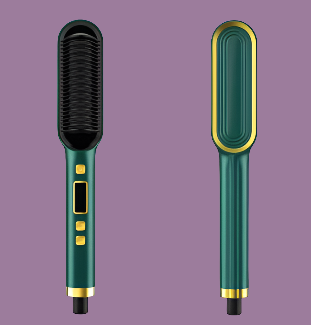LCD Hair Straightening Comb with Dual-Use Curling Iron