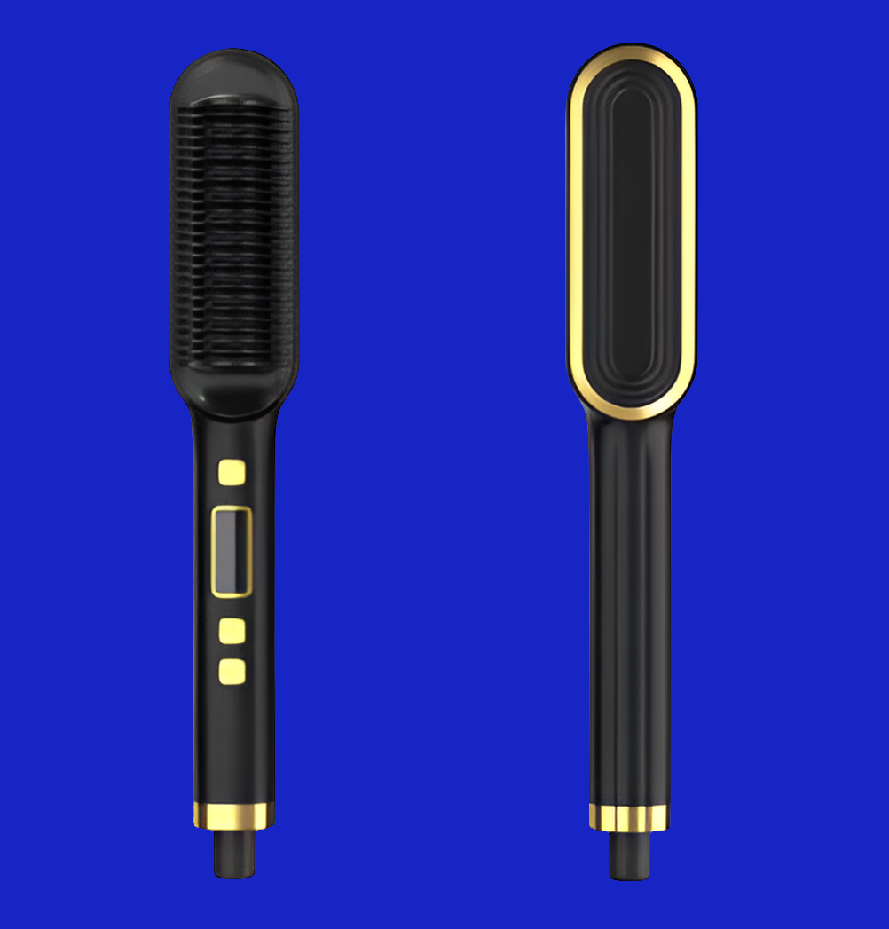 LCD Hair Straightening Comb with Dual-Use Curling Iron