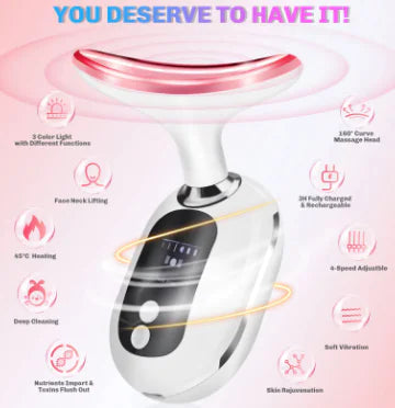 Neck beauty device with heat and vibration therapy